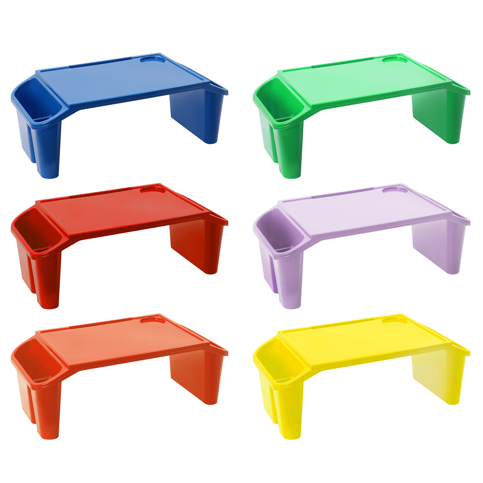 6 Pack Kids Lap Desk Tray Rectangular PP Writing Eating Game Classroom