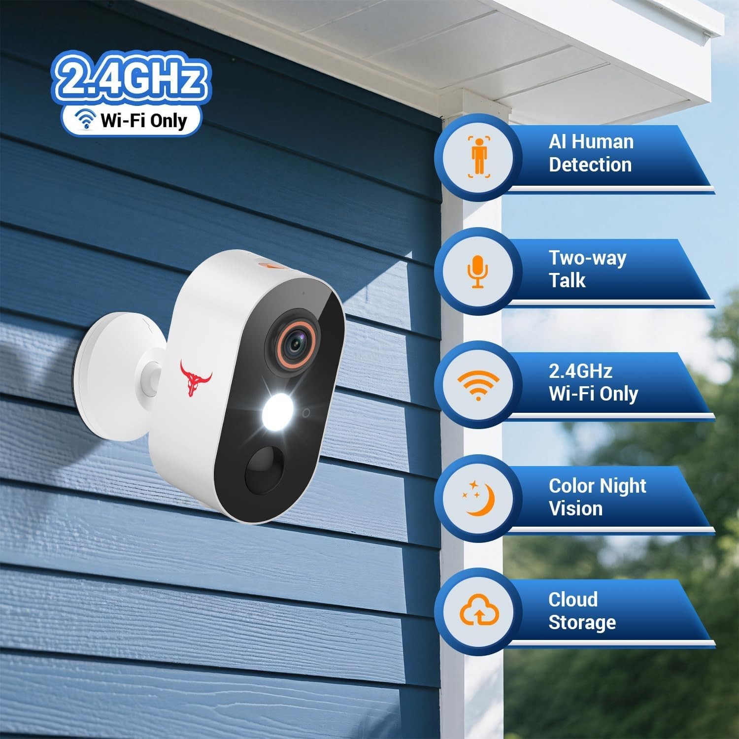 2 Pack Wireless Security Camera System Smart Night Vision Outdoor WiFi Cameras