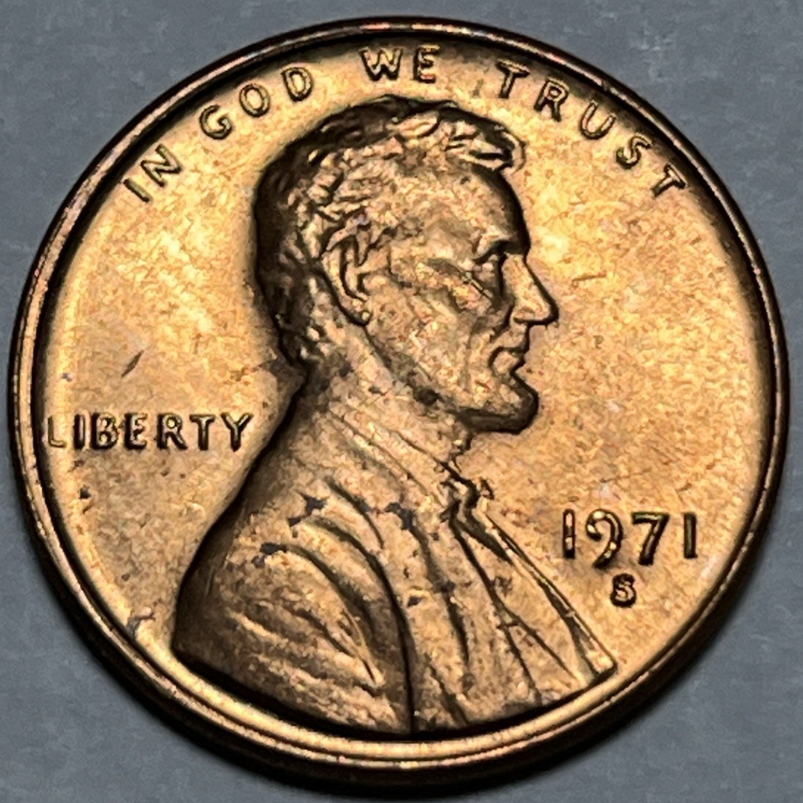 1971 S Lincoln Penny Error Thin (L) In Liberty Uncirculated