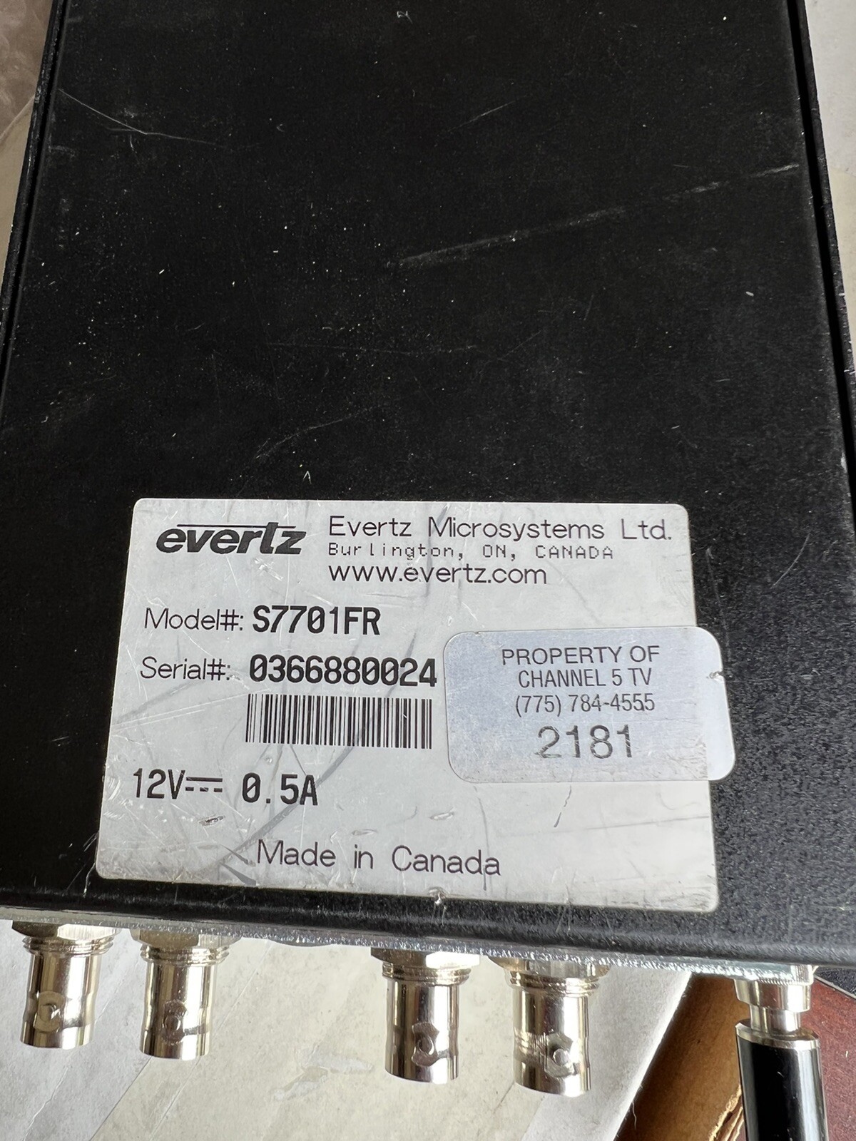 Evertz S7701FR Standalone frame which holds 1 single slot or 1 dual slot module