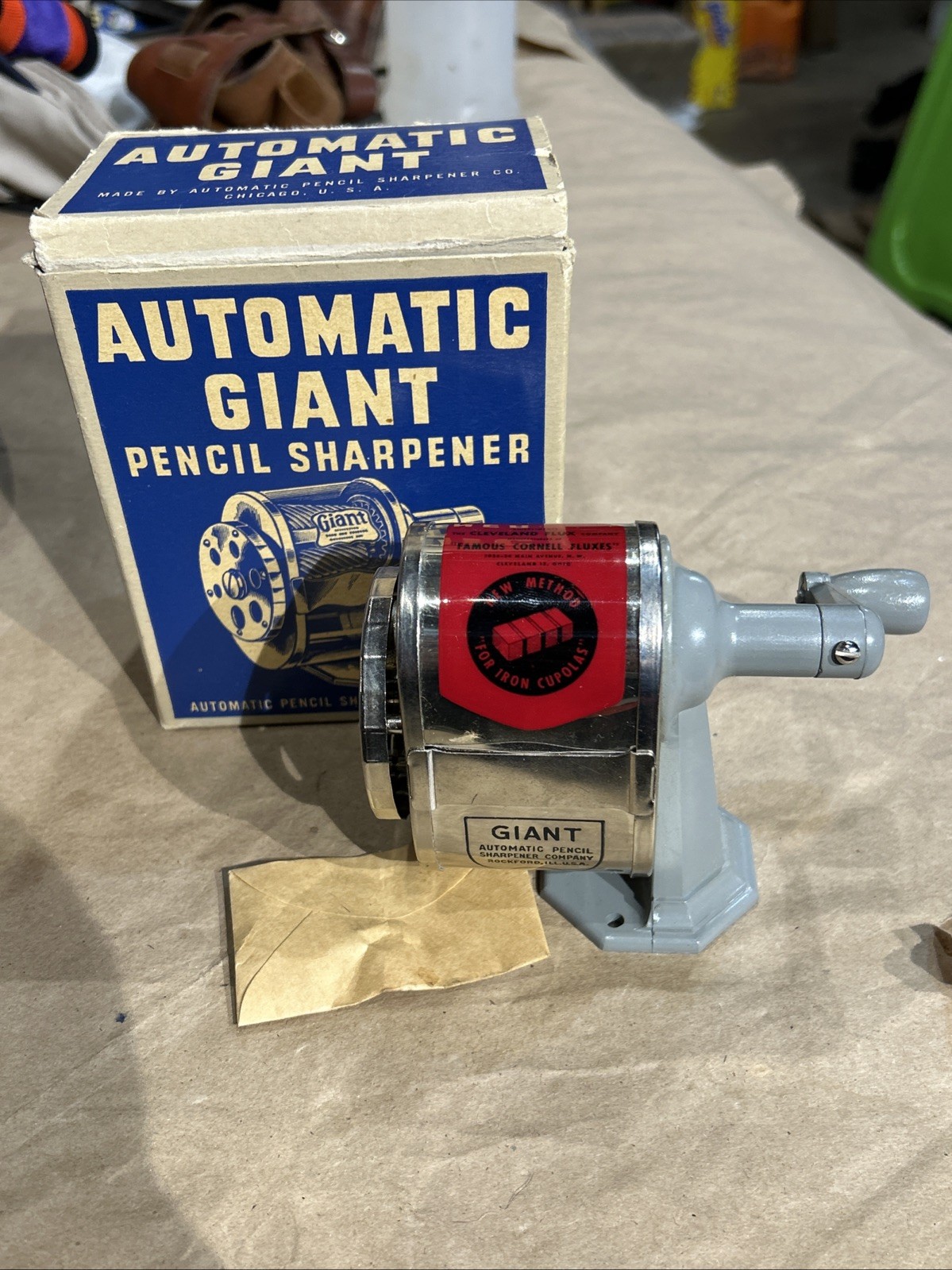 NOS Apsco  Automatic GIANT Pencil Sharpener  Cleveland Flux Advertising  Vintage