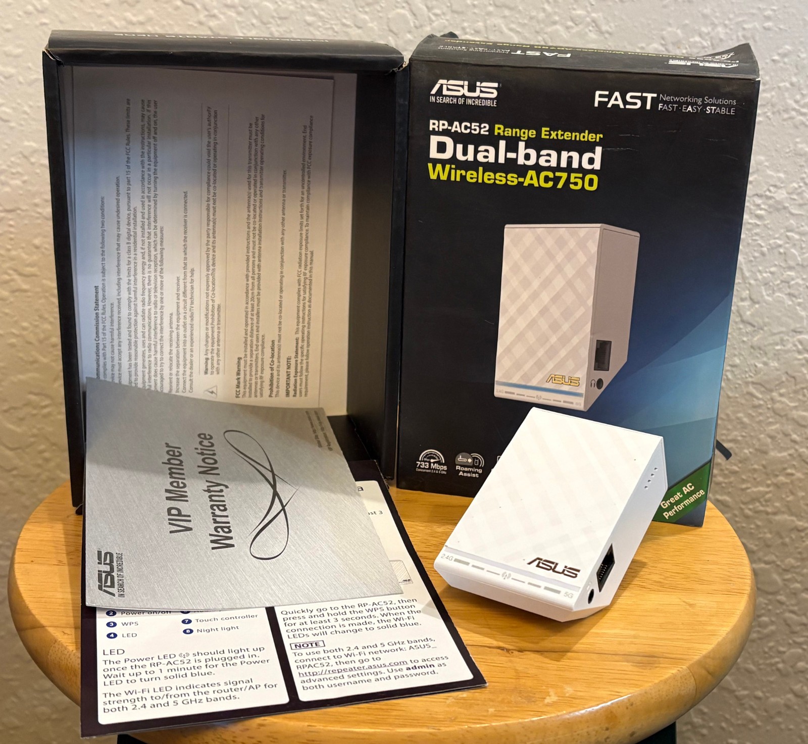 ASUS RP-AC52 Wireless-AC750 Range Extender Repeater Access Point Media Bridge