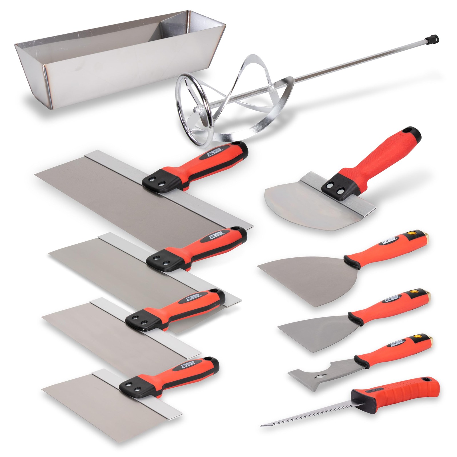 WAL-BOARD TOOLS Deluxe Drywall Finishing Tool Kit, Saw, Mud Mixer, Knife