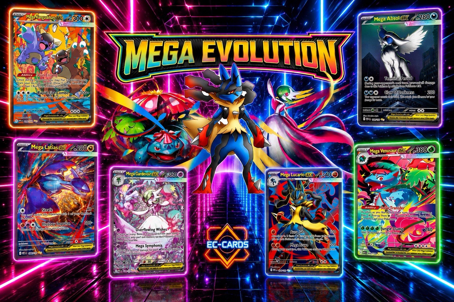 Mega Evolution Pokémon Cards, Reverse Holo, EX, Ultra Rare, Full Art, English NM