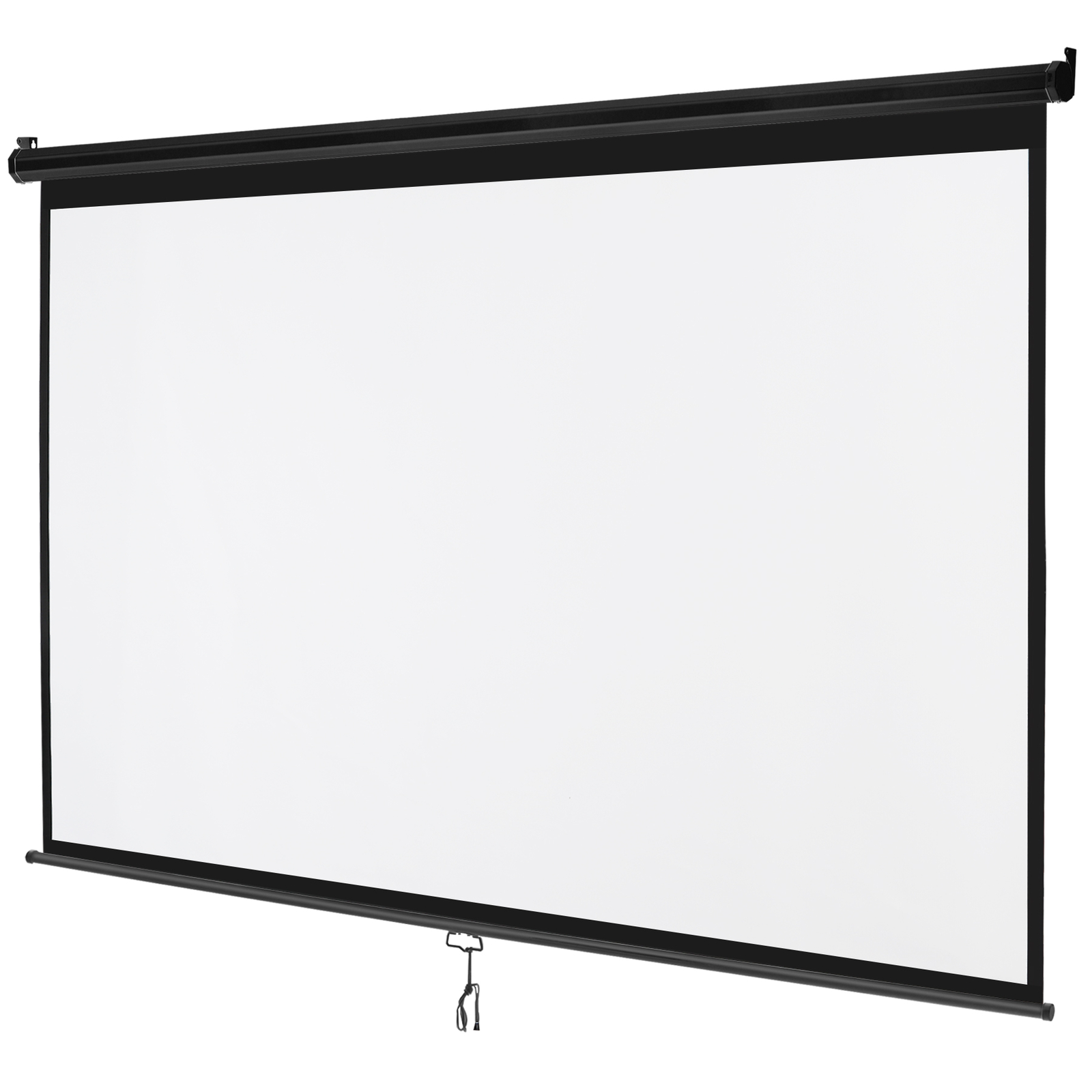 100" Manual Projection Screen Pull Down 16:10 HD Projector 4K Widescreen Black