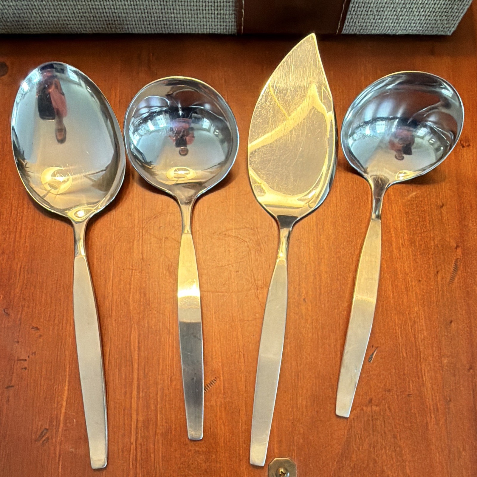 4pc Stainless Steel Silver Serving Utensil Set Spoon Ladle Cake/Pie Slice 9in