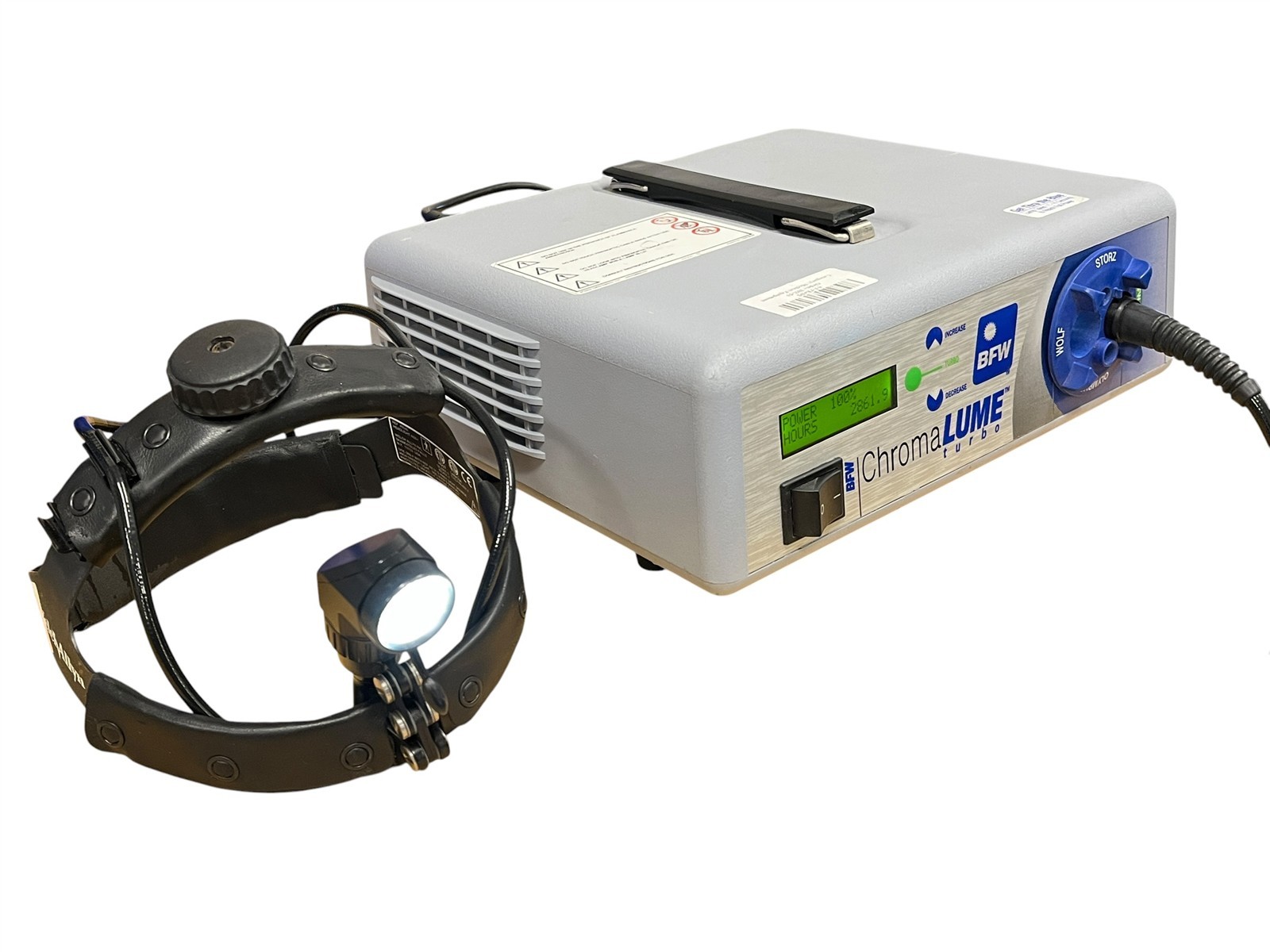 BFW 9870US Chromalume Turbo Light Source + Welch Allyn Fiber Optic Headlight
