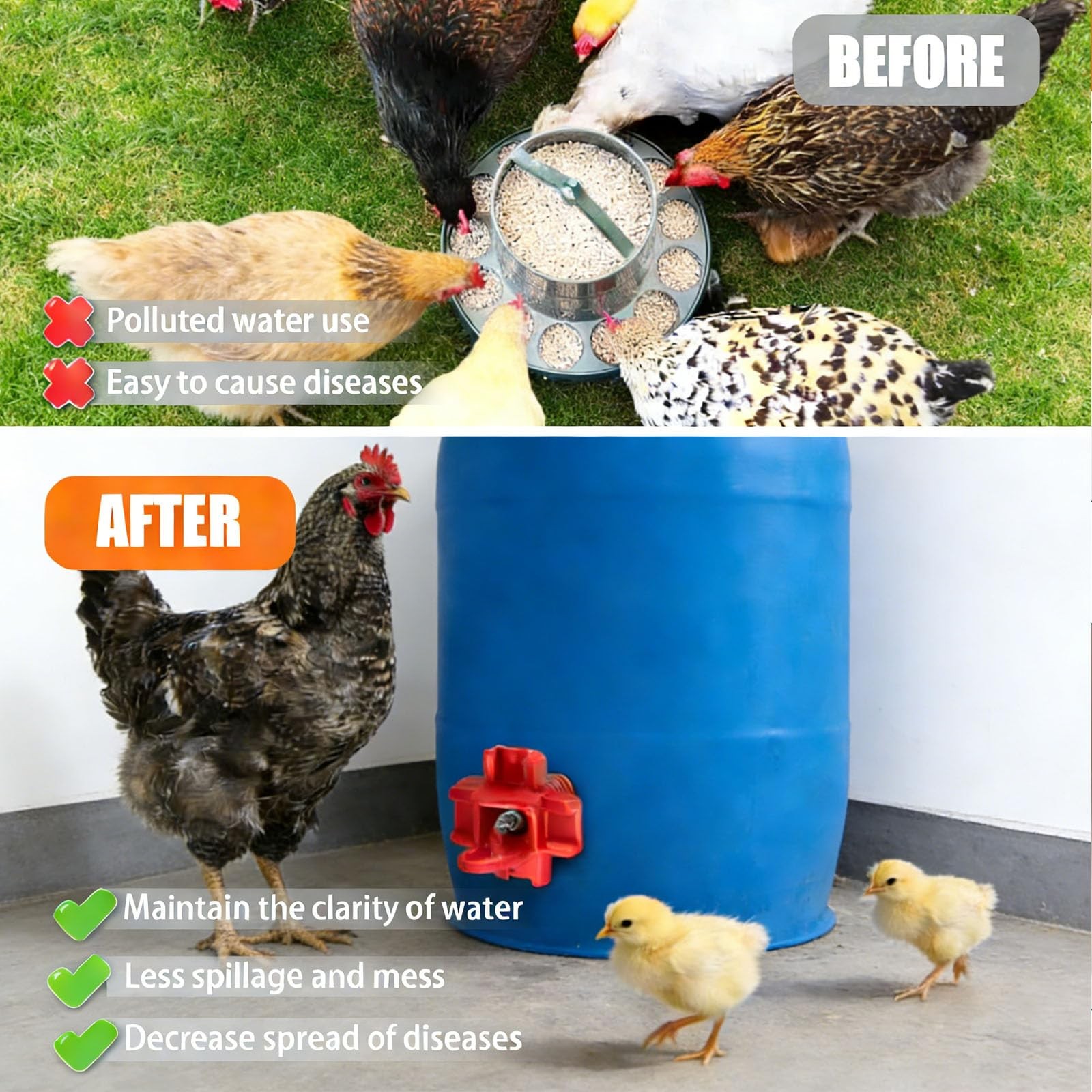 10 Pack Horizontal Side Mount Automatic Chicken Waterer Nipples for Poultry Coop