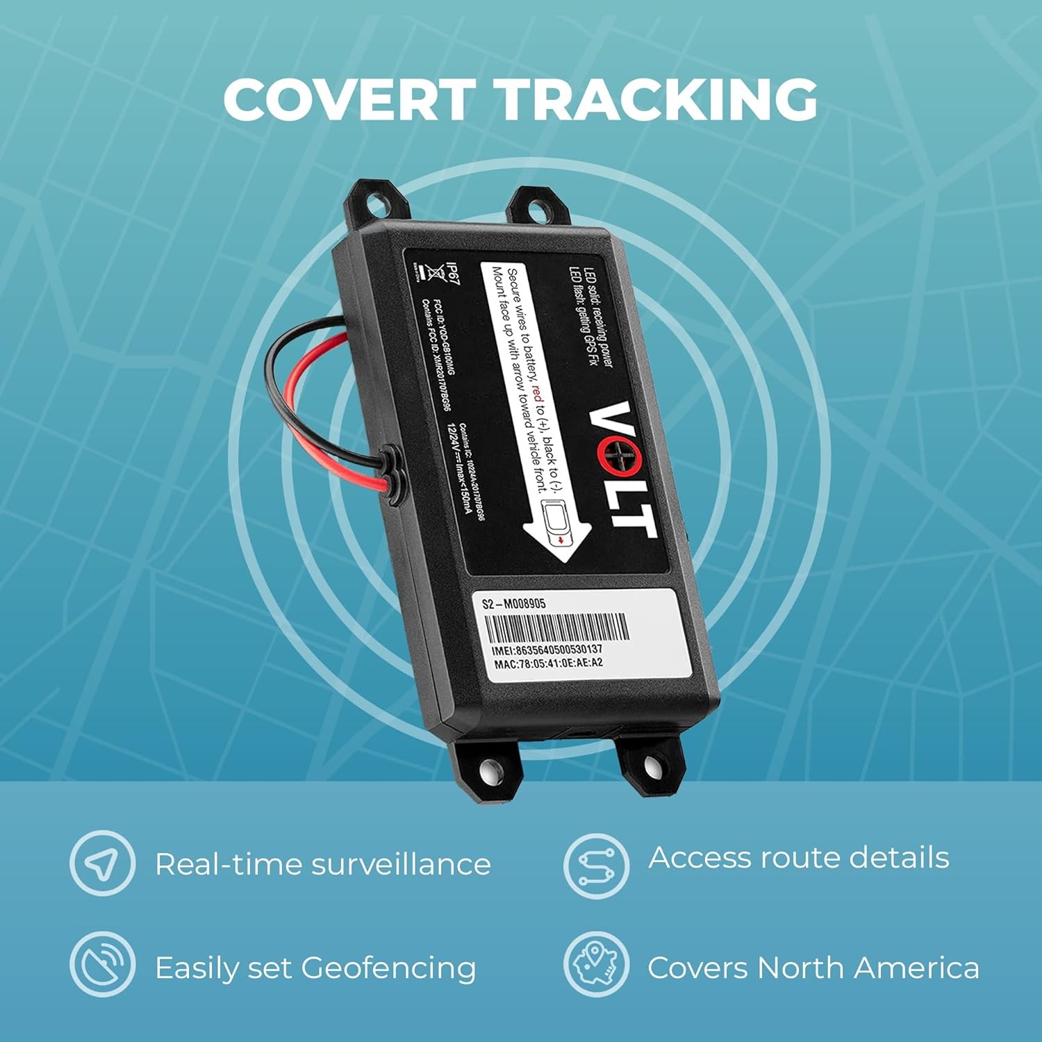 Brickhouse GPS Tracker for Vehicles - Livewire Volt 4G LTE Wired Car Tracker wit