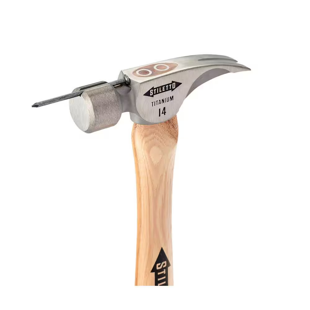 14 Oz. Titanium Smooth Face Hammer with 18 In. Curved Hickory Handle