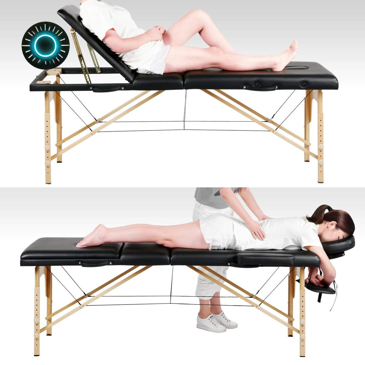 Yaheetech Massage Tables Portable Adjustable Massage Bed Foldable Spa Lash