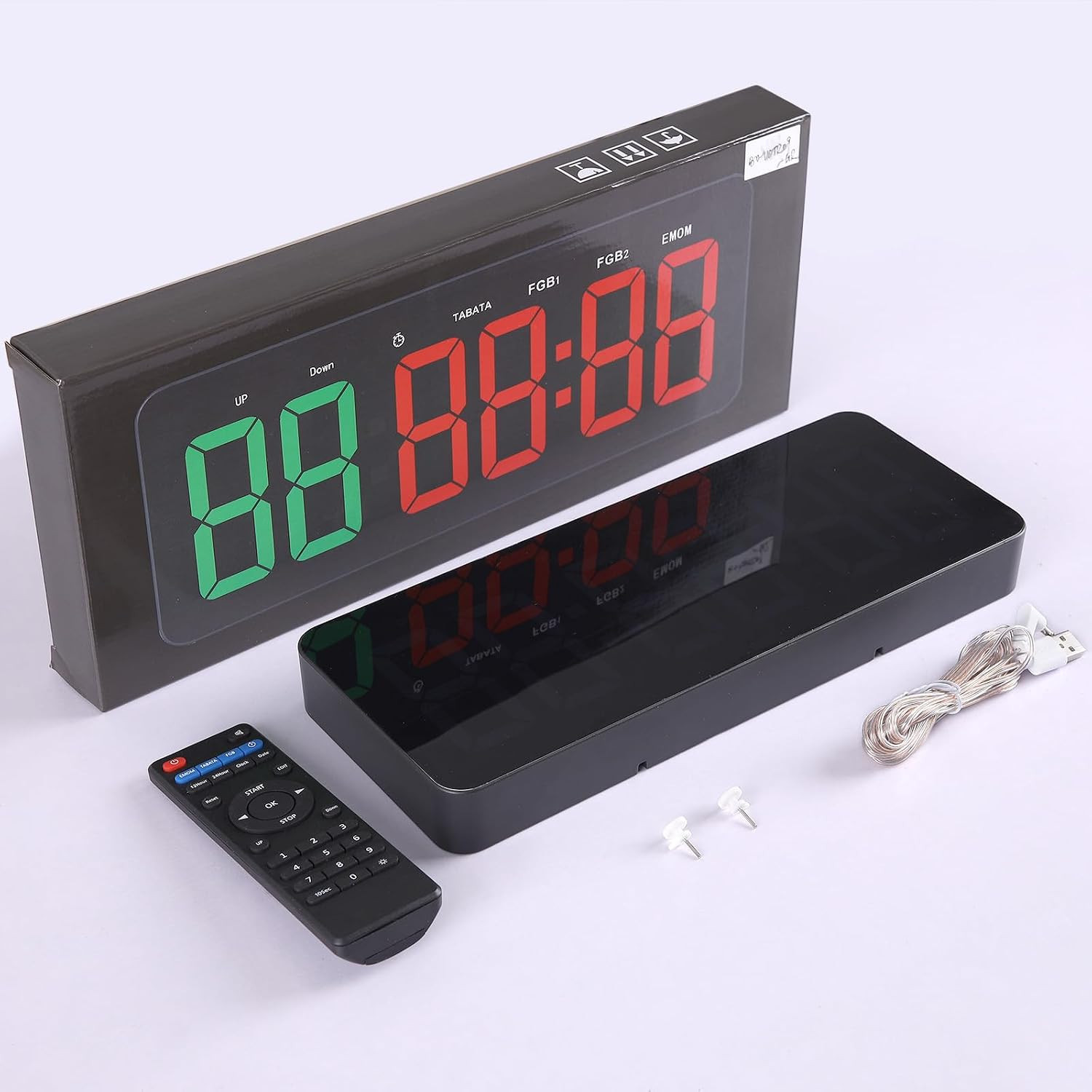 Gym Timer Clock, Interval Timer with Function Mode Display, Countdown/Up Stopwat