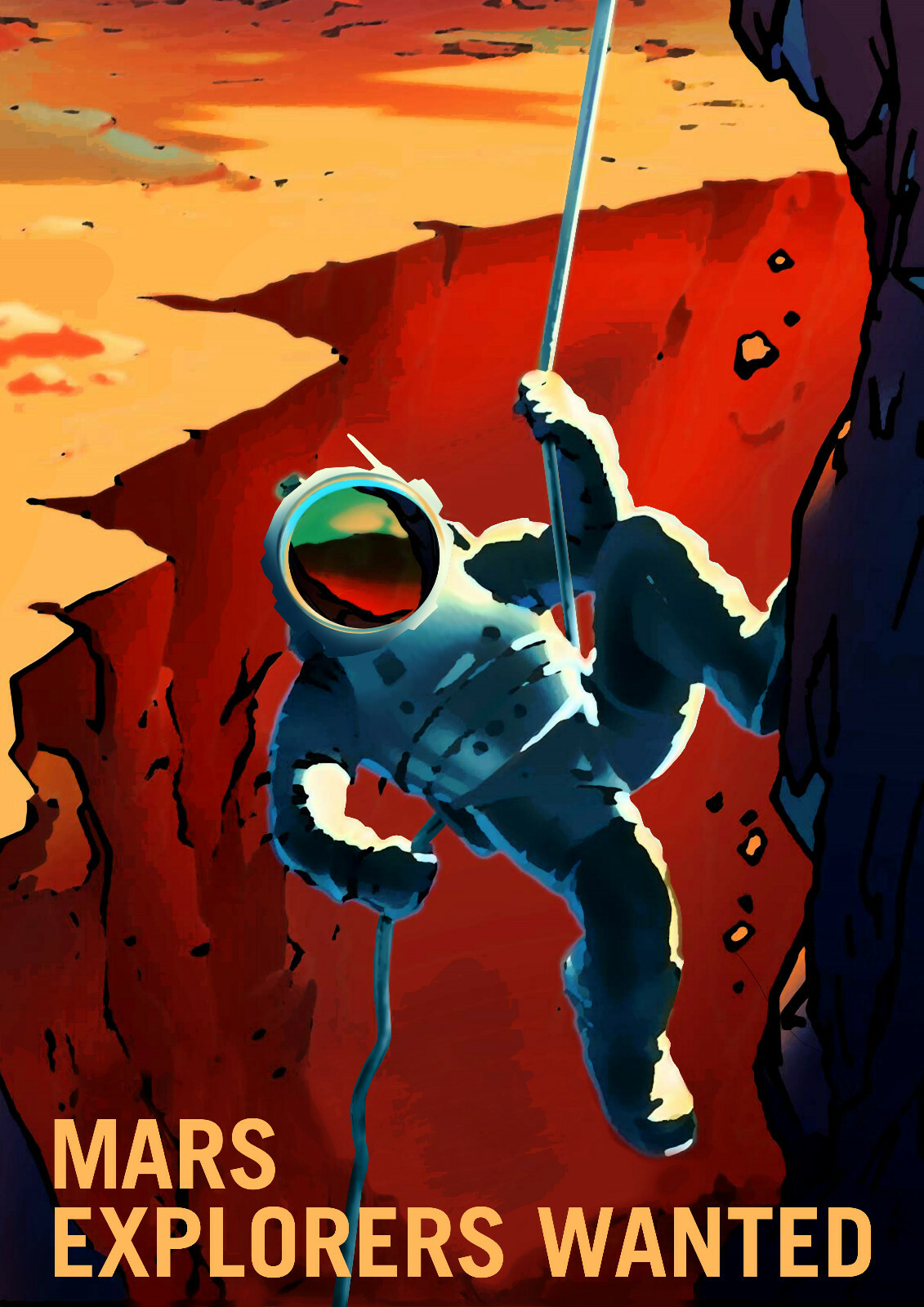 Space  Poster - Mars Job Recruitment - Explorers Wanted - NASA - A4 Wall Art