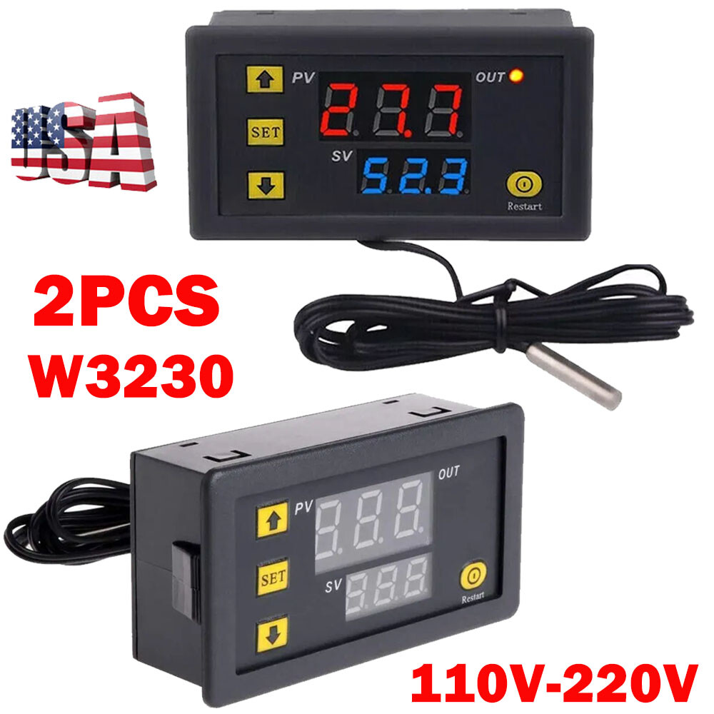 2X W3230 AC110-220V High Precision Digital Temperature Controller Thermostat US