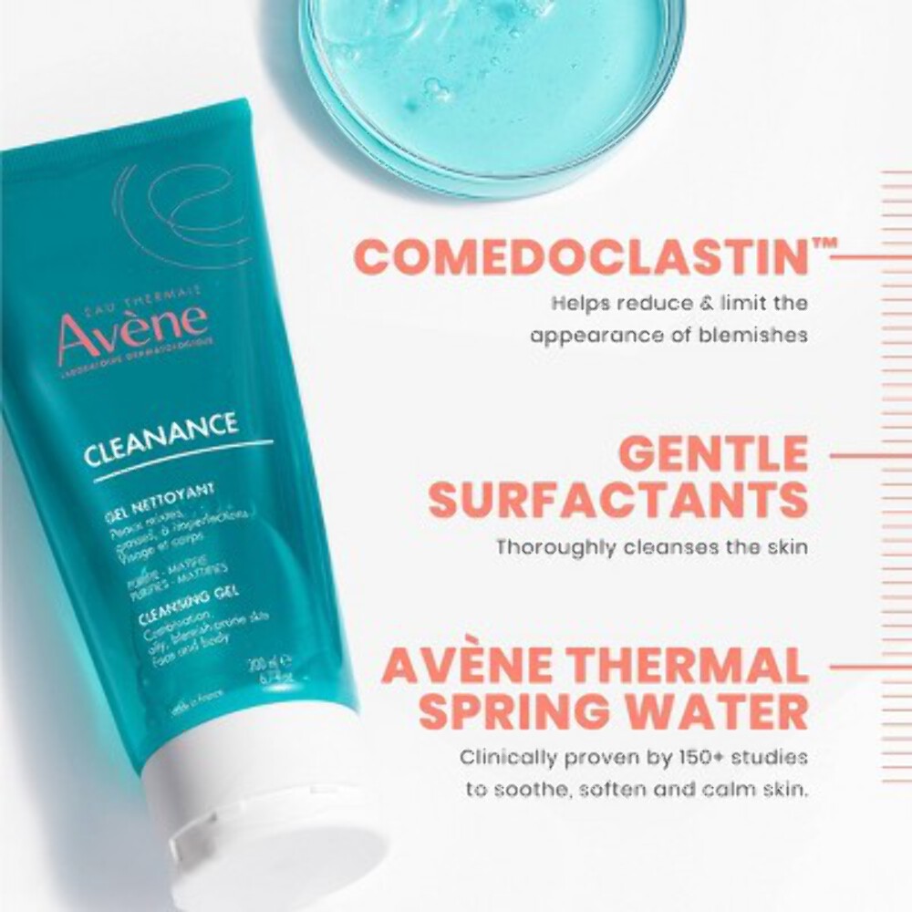 Avene Cleanance Cleansing Face and Body Gel for Acne Prone & Oily Skin 6.7 fl oz