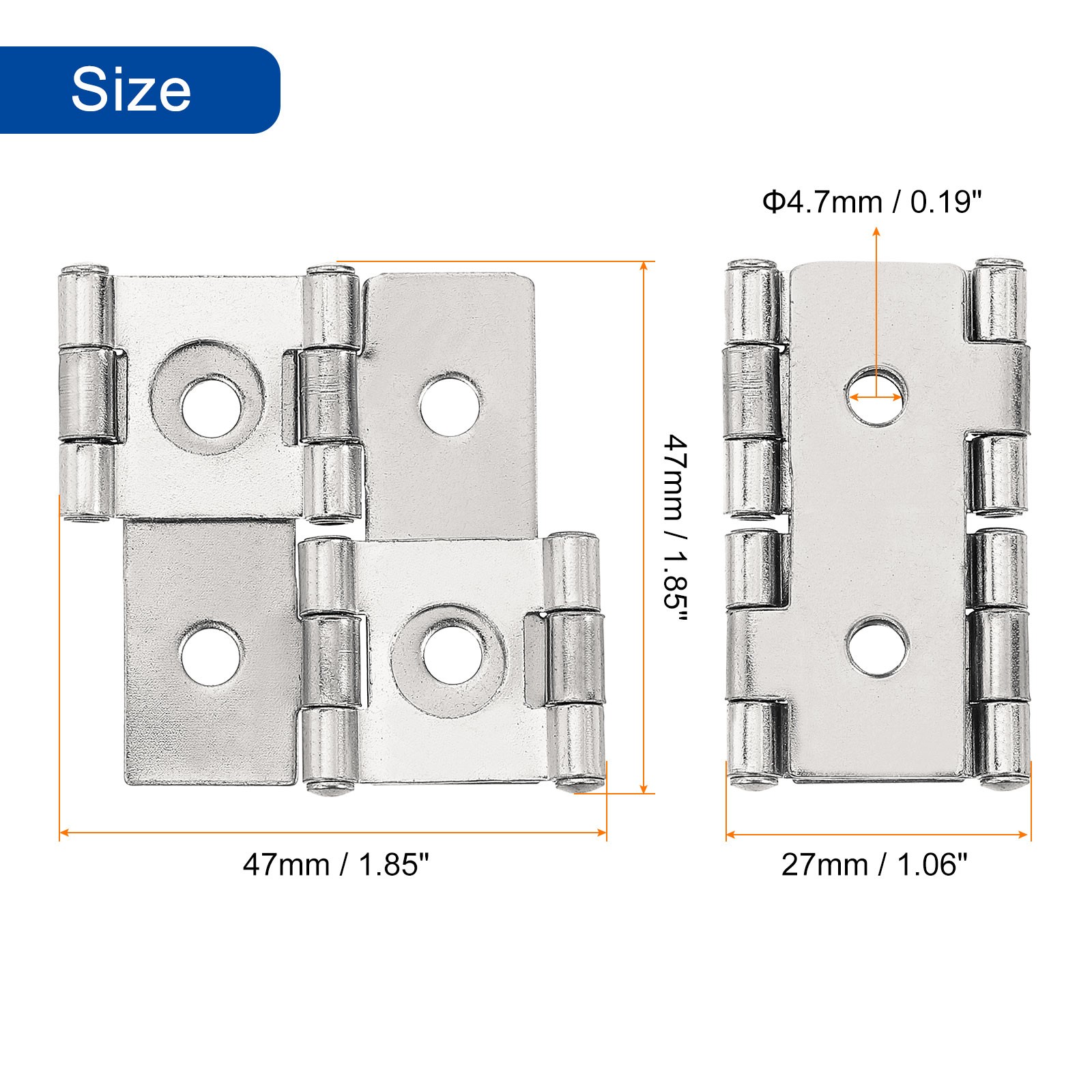 Double Acting Hinges Folding Screen, 12Pcs 1.85", Nickel silver