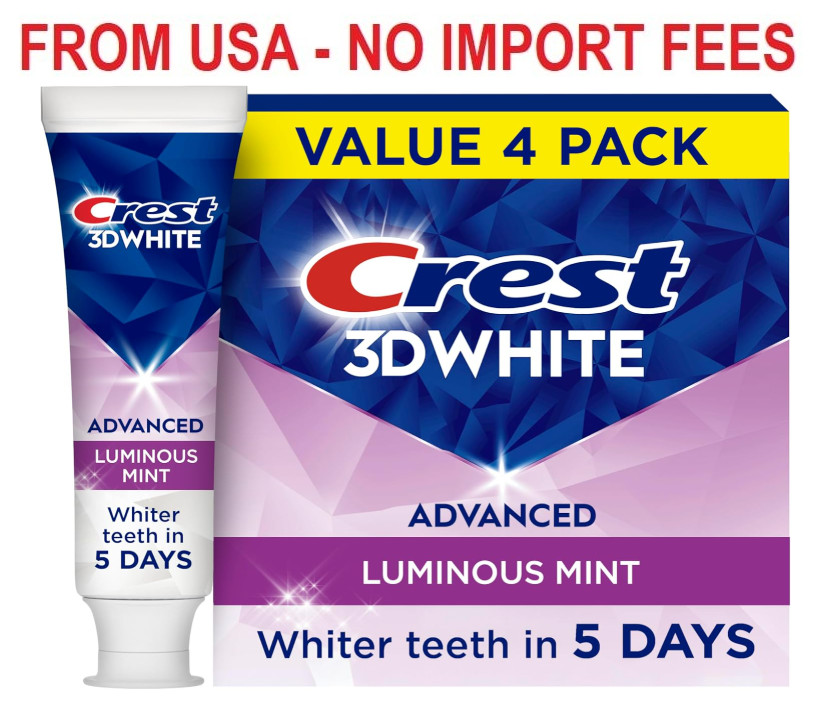 Crest 3D White Advanced, Teeth Whitening Toothpaste for Adults, 3.7 oz, 4 Pack,