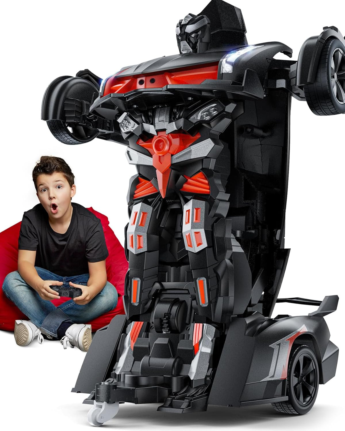 V992 Transform Robot RC Car, 1:14 Scale, 2-In-1 Robot Toy Car with Sound & Light