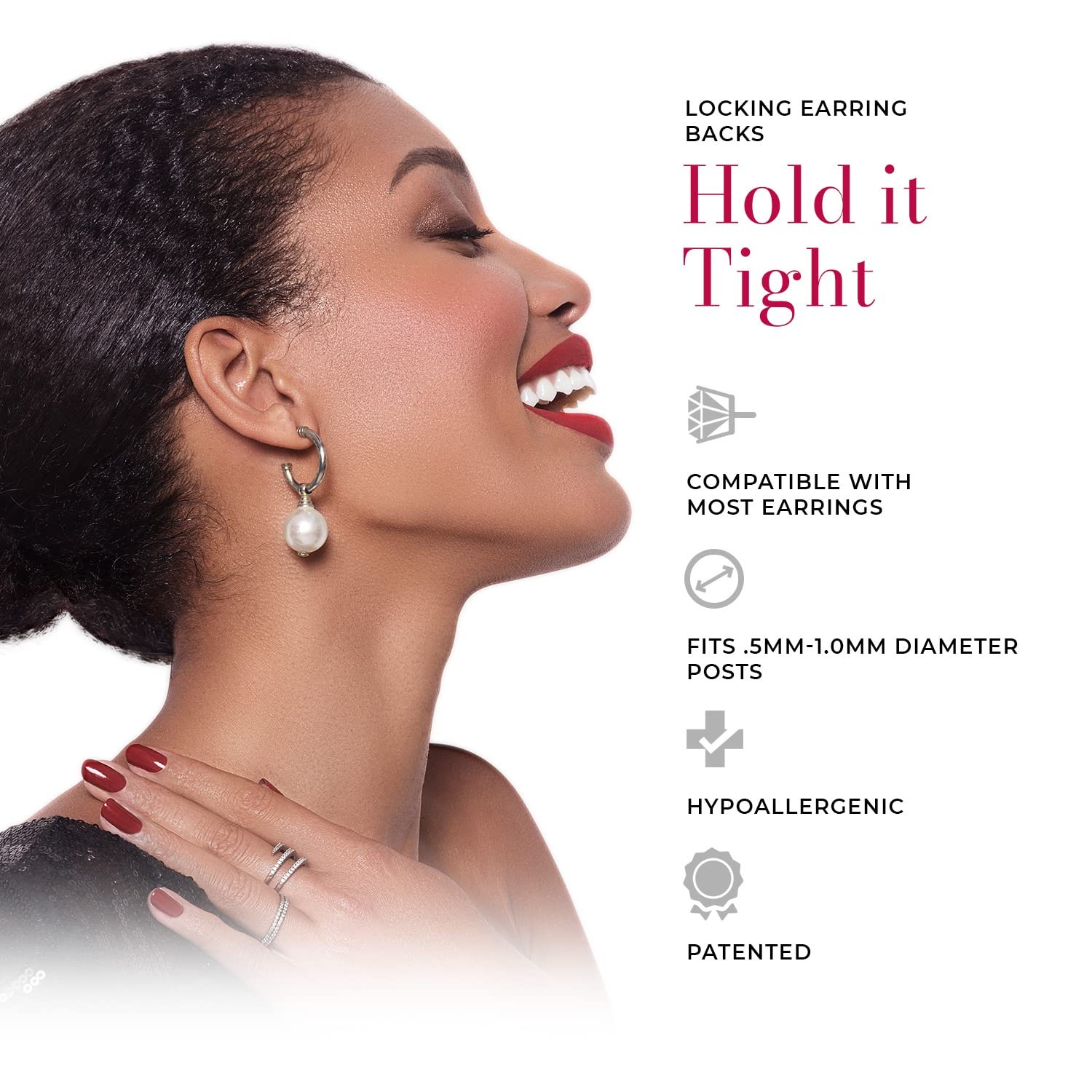 Locking Earring Backs - Hypoallergenic Earring Backs for Studs, Hoops, and Mo...