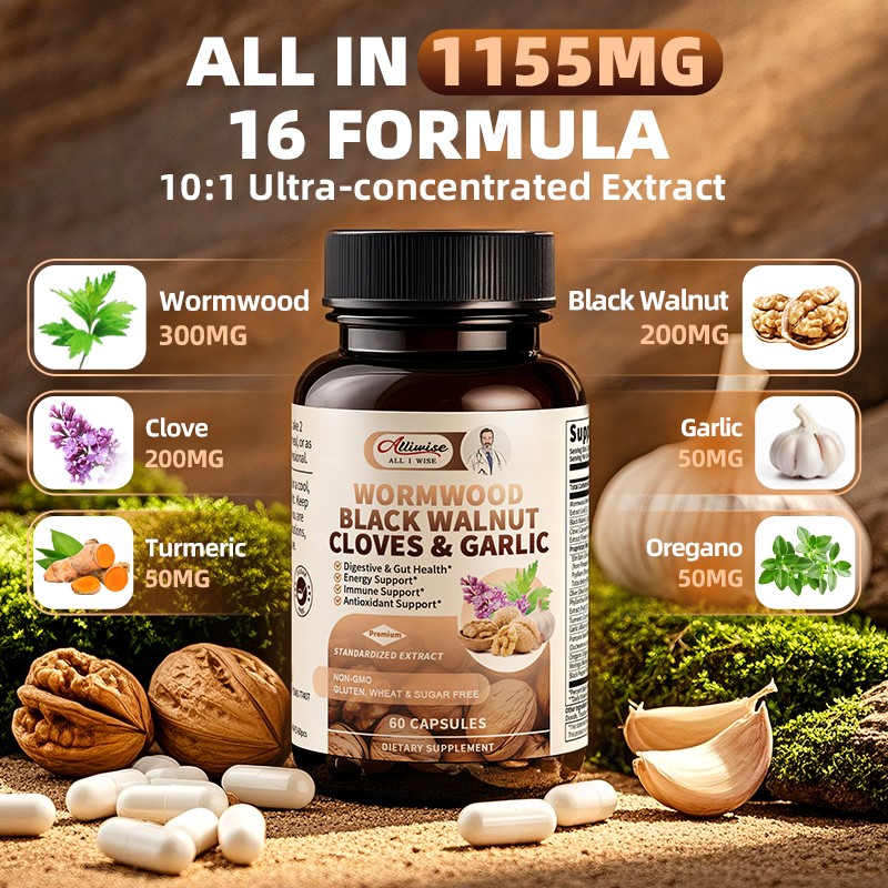 Parasite Cleanse Capsules/Extract-Wormwood,Black Walnut Hull, Clove, 60/120 Caps