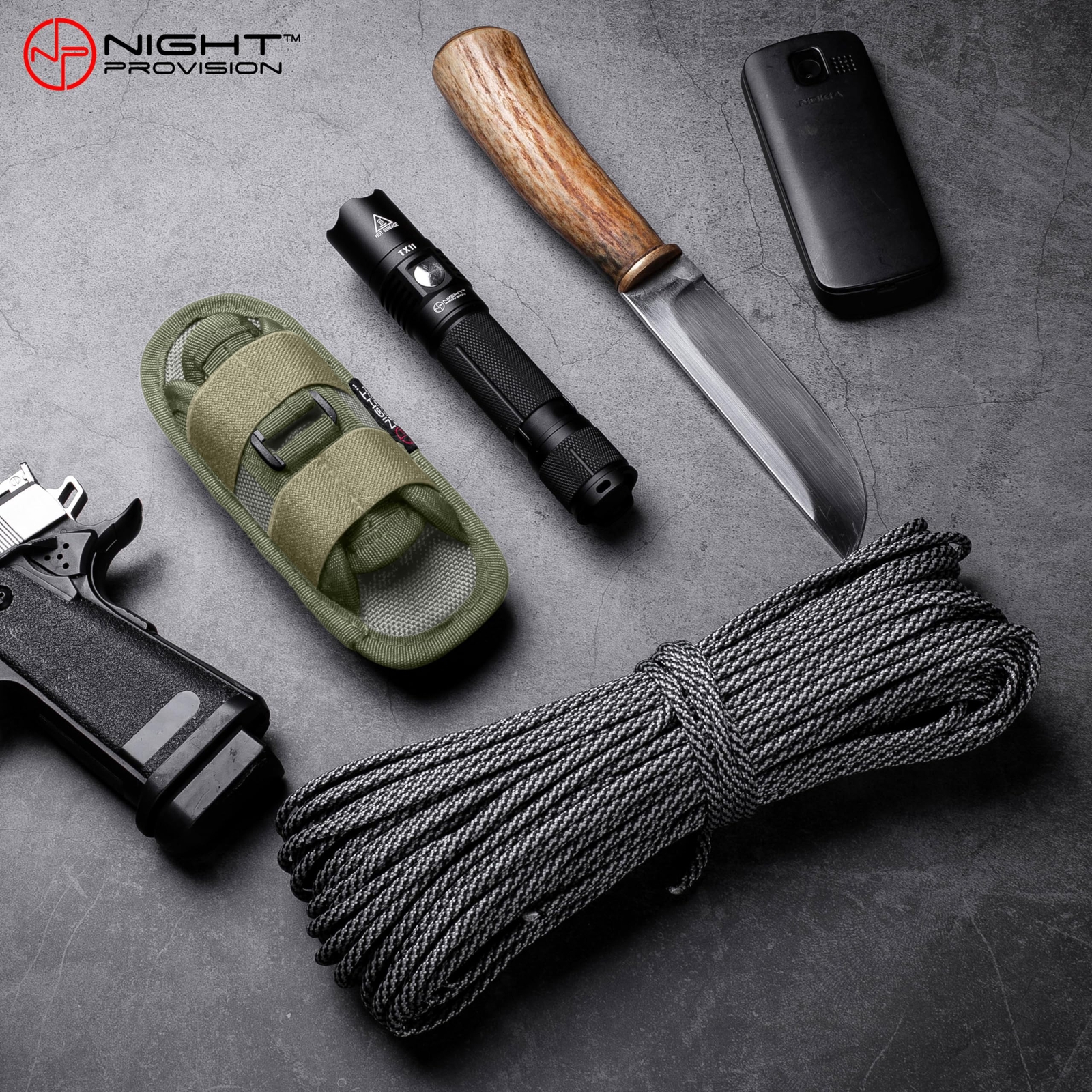 TH1 Tactical Flashlight Holster Duty Belt Pouch Open-end Stretchable Rotatabl...