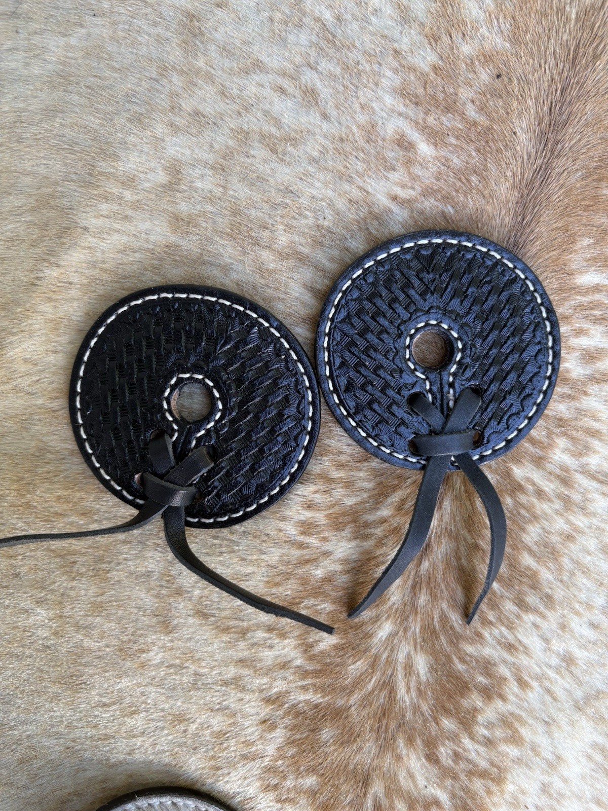 Black Leather Bit Guards 3" Size Prevent Rubbing Horse Tack FREE SHIPPING