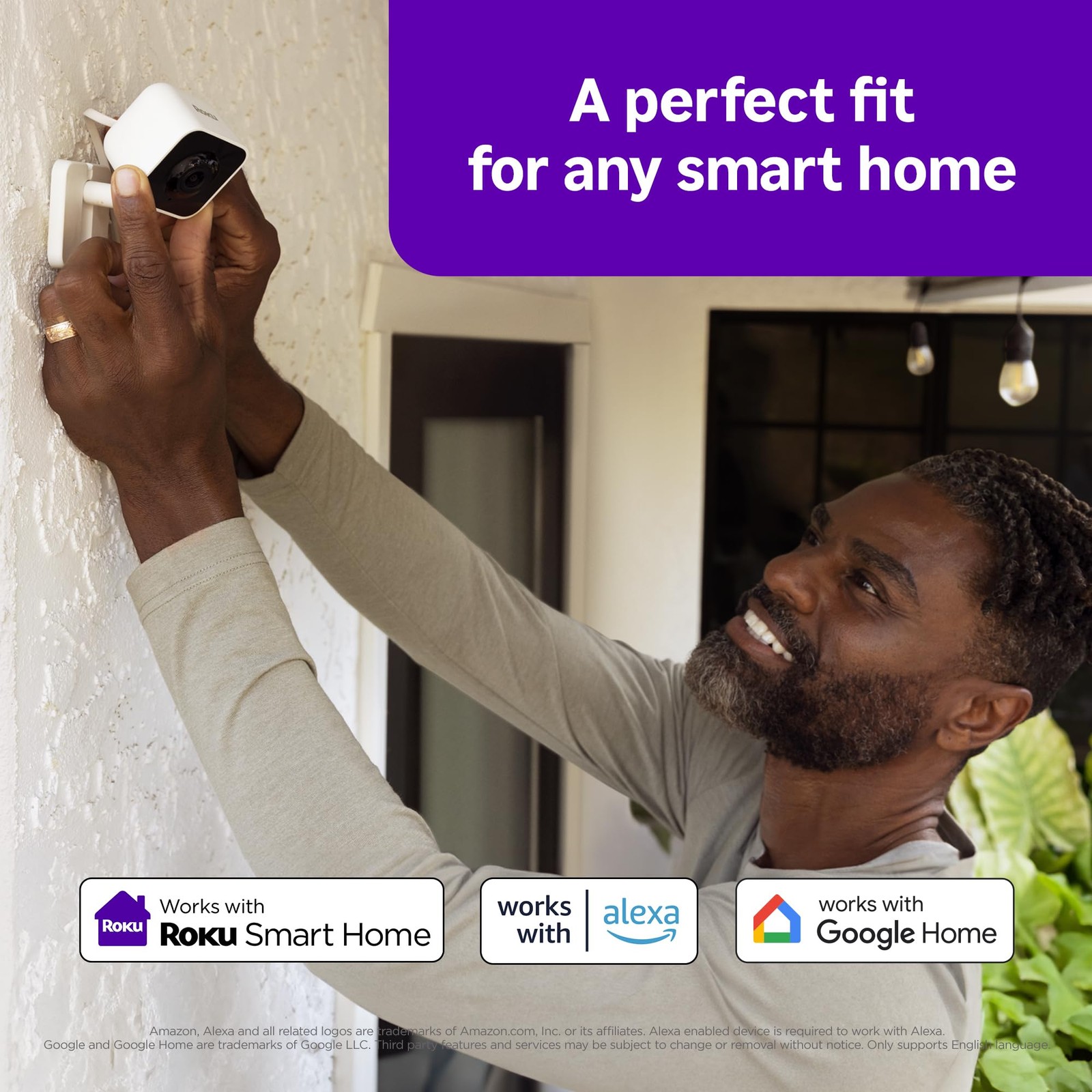 Roku Outdoor Camera Home Security IP65 Weather Resistant Wired