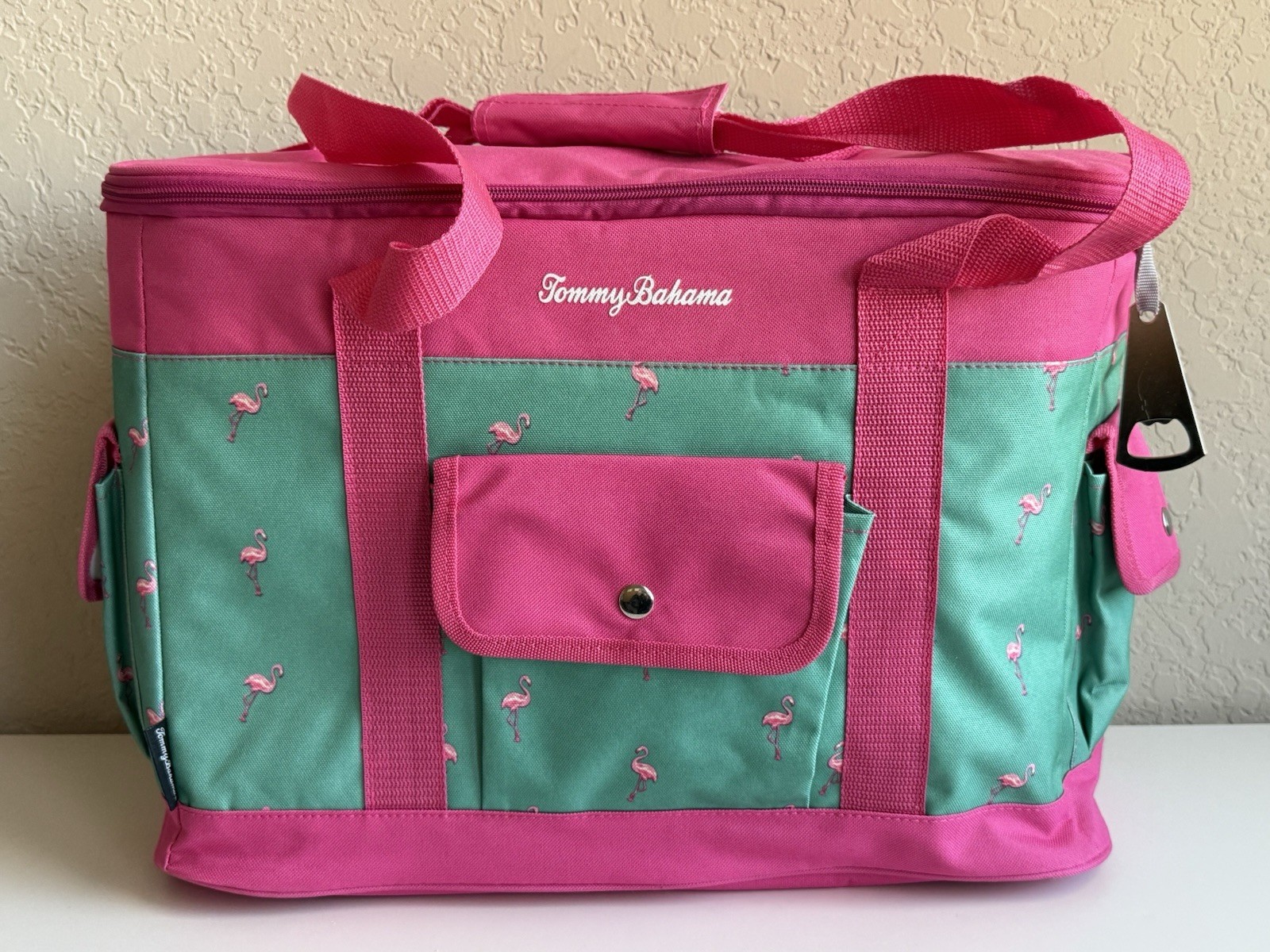 Tommy Bahama Insulated Cooler Bag Beach Tote Pink Flamingos Teal *NICE*