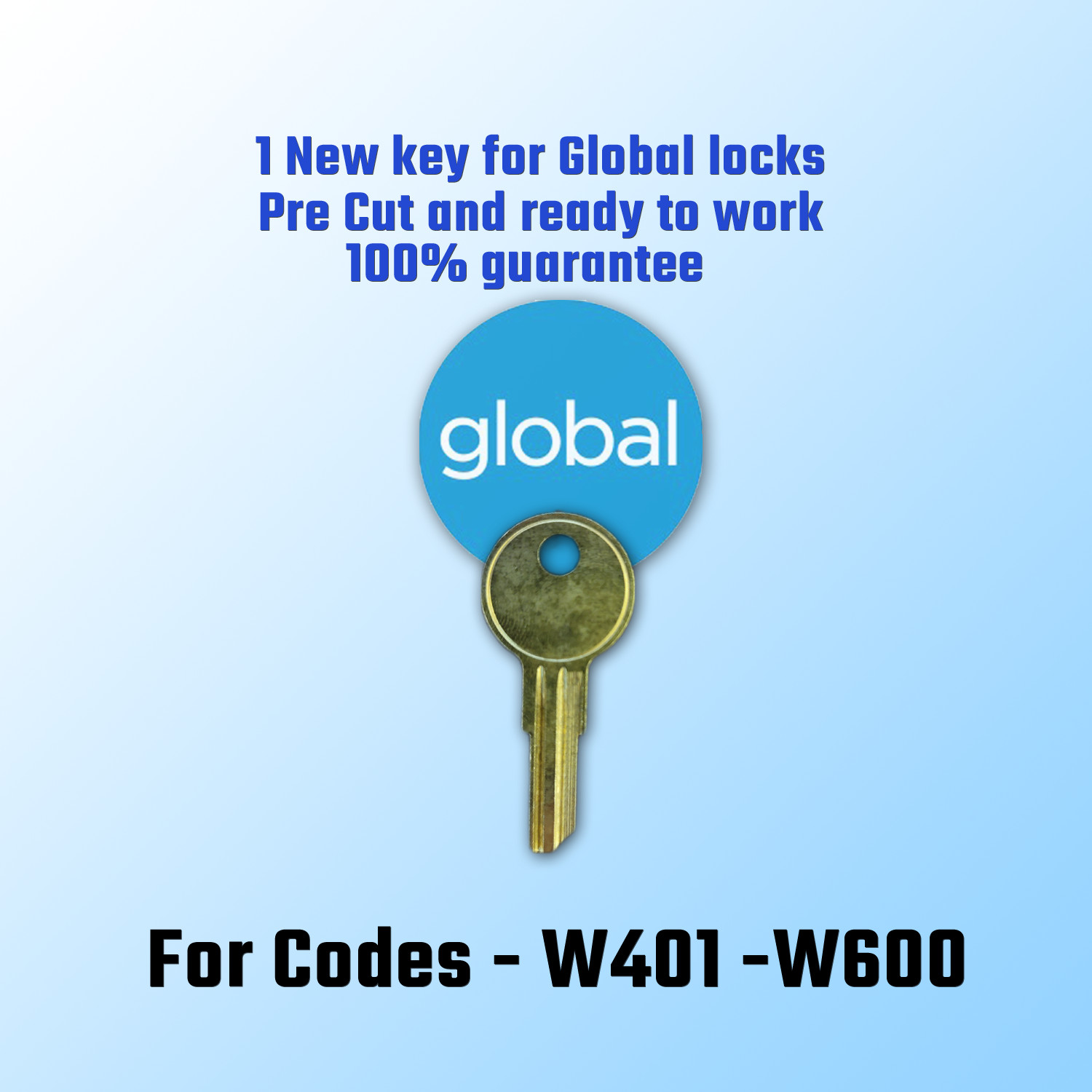 W401-W600. Replacement Key For Global Furniture Locks. Pre Cut And Ready To Work