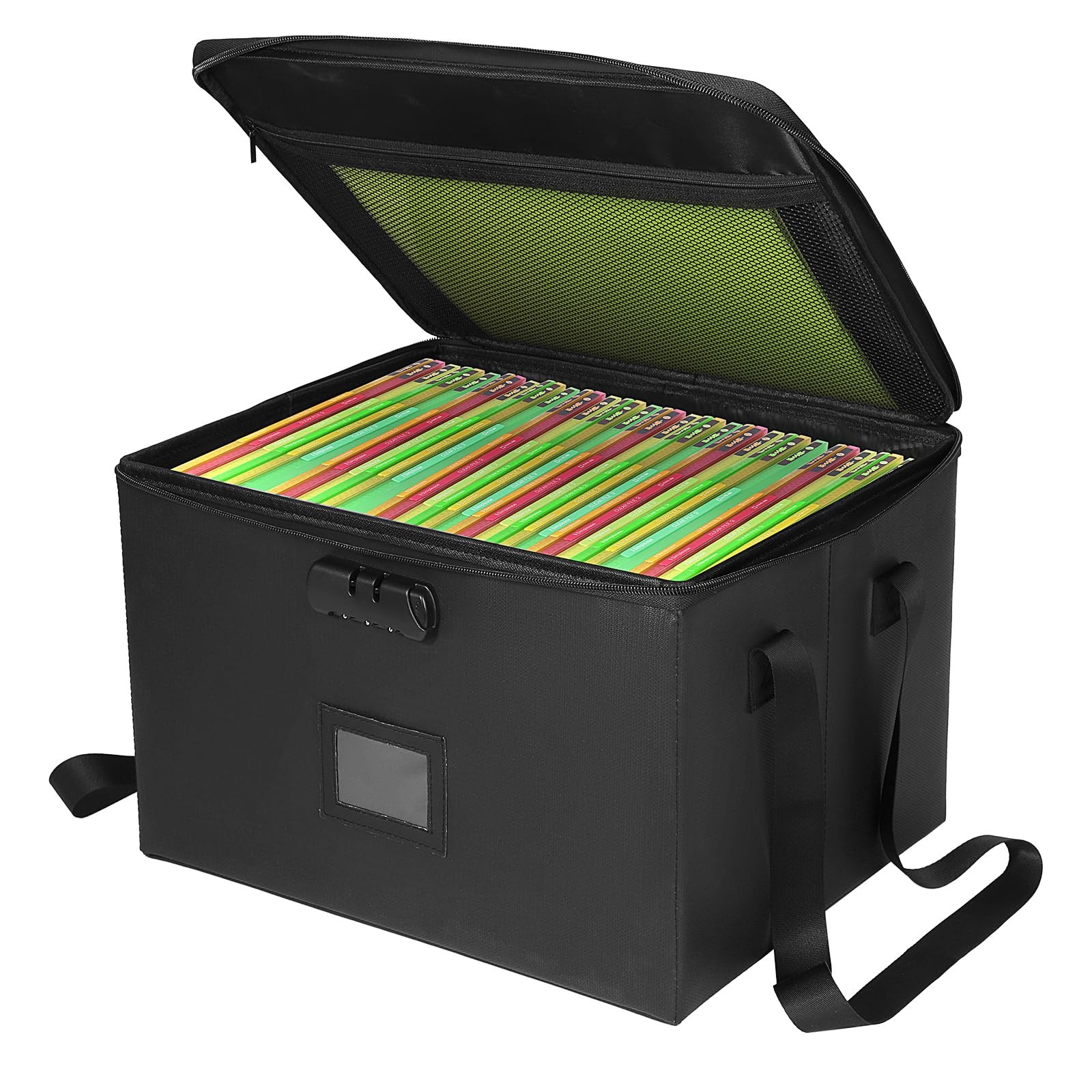 Fireproof Waterproof Document Box Lock File Organizer Lid Collapsible Storage