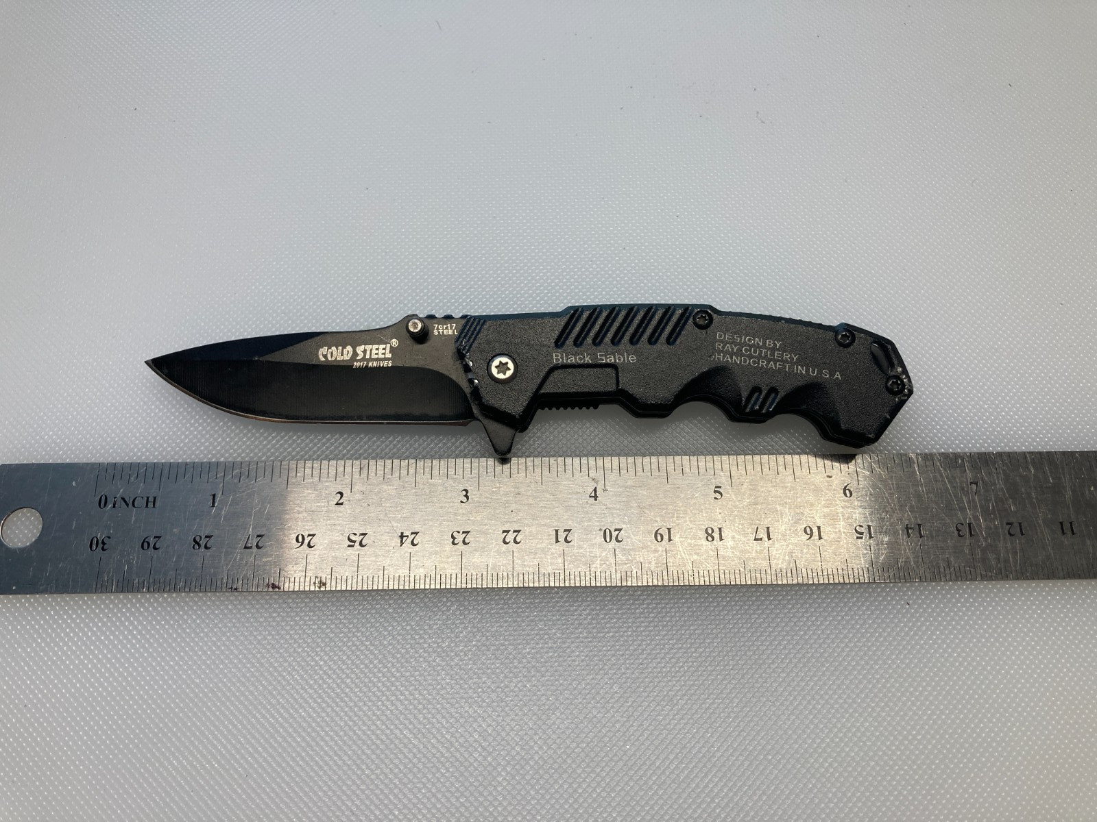 Cold Steel Small Size 7cr17 Black Sable Ray Cutlery Single Blade Knife (B)