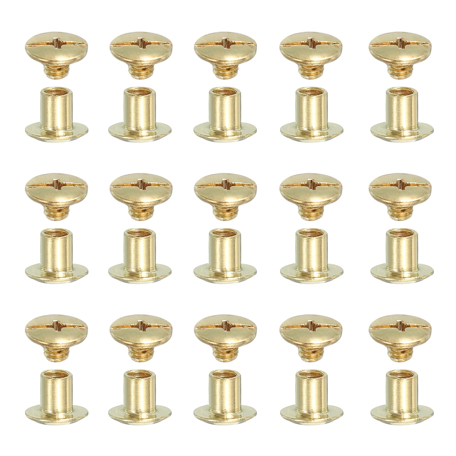 Chicago Screws, Leather Rivets for Belt Bag M5 x 6 mm & 80 Pack & Gold