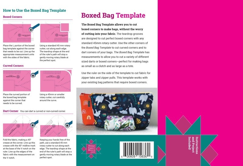 Boxed Bag Template - Cut Boxed Corners But Don't Cut Your Fabric - Plus Pattern
