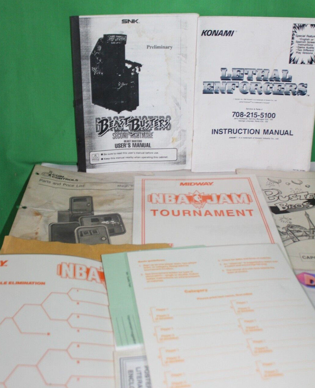 Vintage Video Game Arcade Manuals Beast Busters Lethal Enforcers NBA Jam Plus