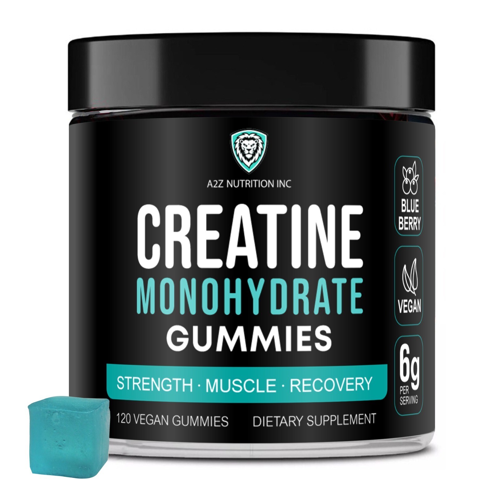 Creatine Gummies – Monohydrate 6g Serving, Workout & Recovery Supplement –120 Ct