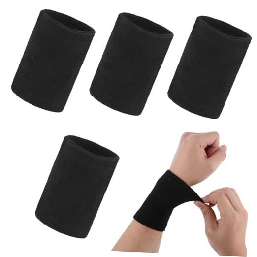 2 Pairs Wrist Compression Sleeve, Nylon Wristbands Brace for Support black