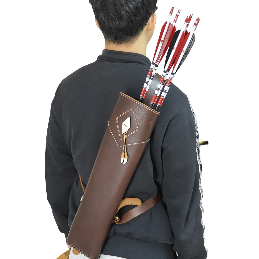 AF Archery Wonderful Handmade Cow Leather Archery Arrows Back Shoulder Quiver