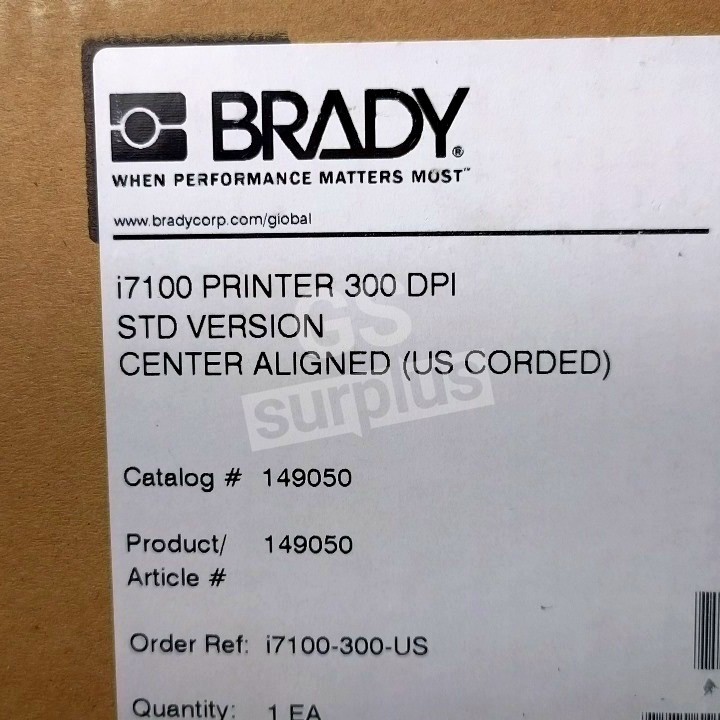 BRADY I7100 300 DPI (New)