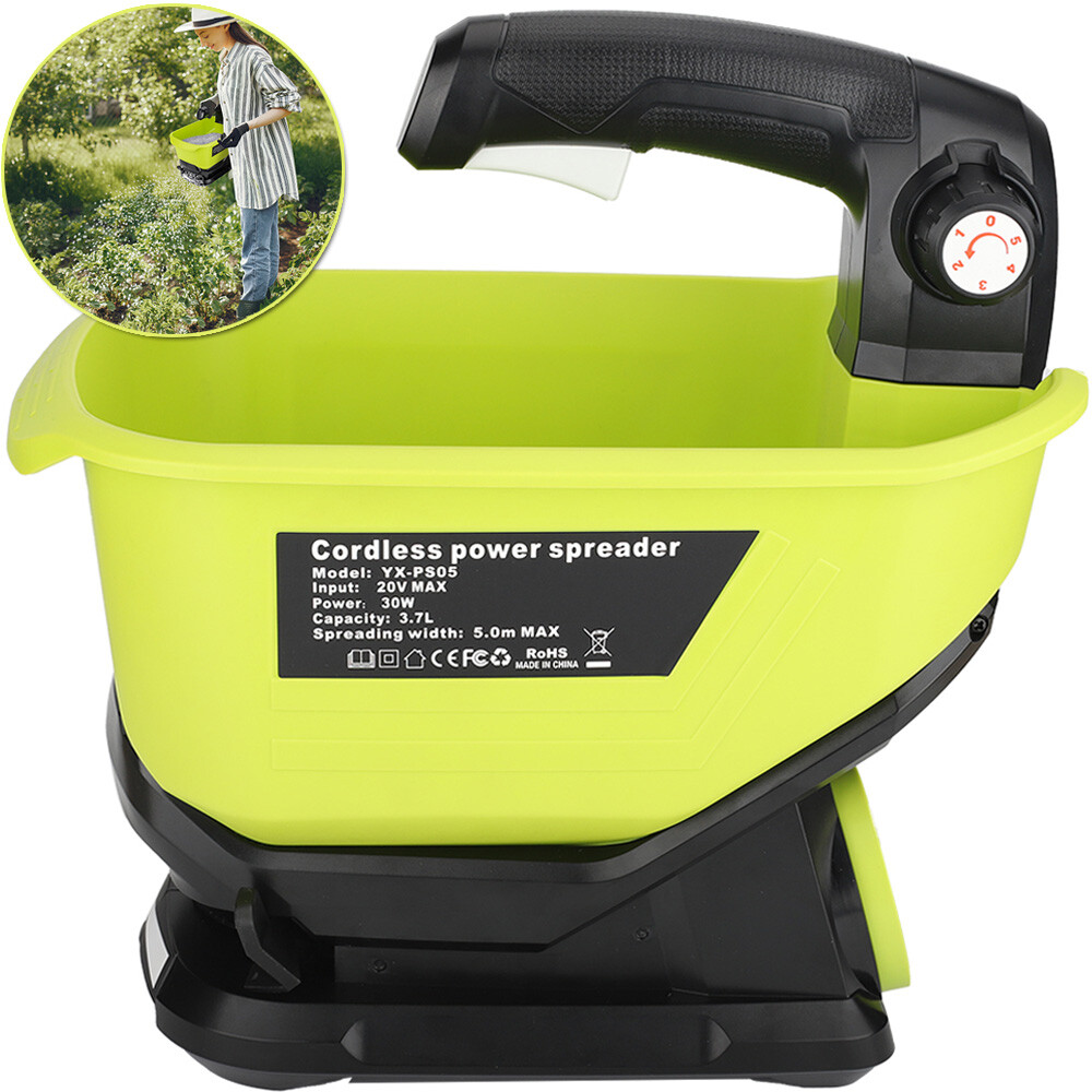 Handheld Seed & Fertilizer Spreader for Ryobi 18v Battery for Lawn & Garden 3.7L