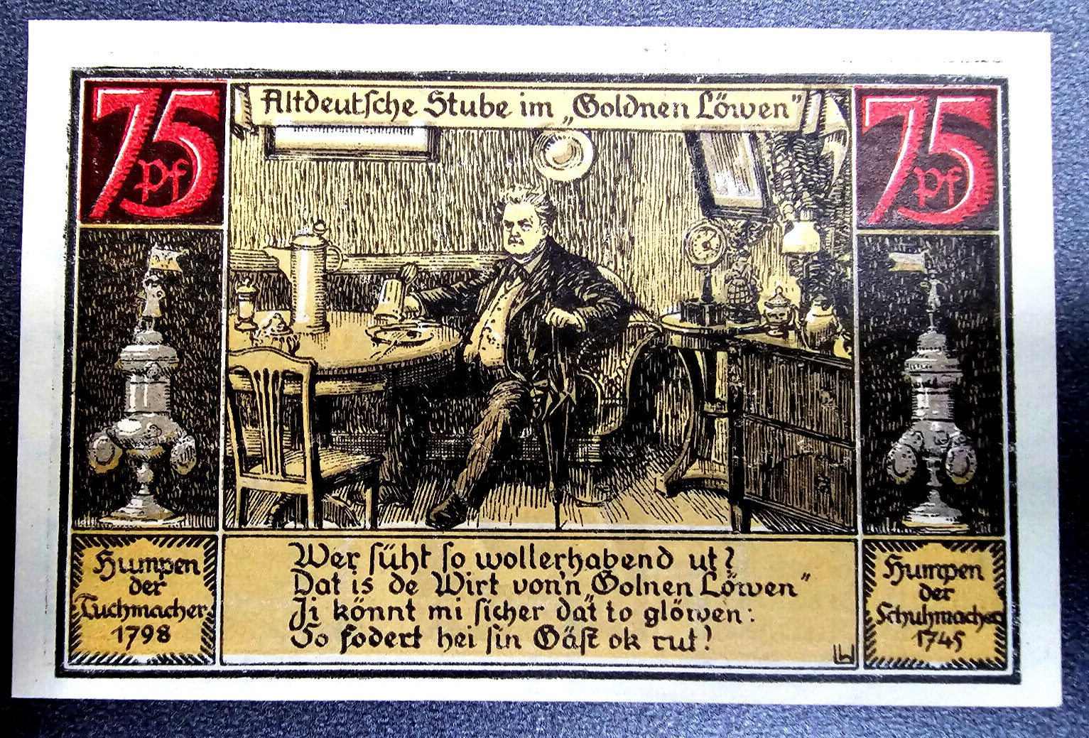 FÜRSTENBERG NOTGELD 75 PFENNIG 1921 EMERGENCY MONEY GERMANY BANKNOTE (32702)
