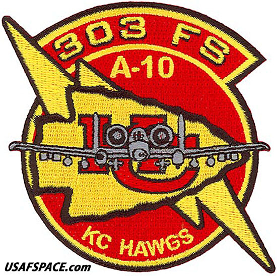 USAF 303RD FIGHTER SQ - 303 FS - KC HAWGS -Whiteman AFB, MO- ORIGINAL VEL PATCH