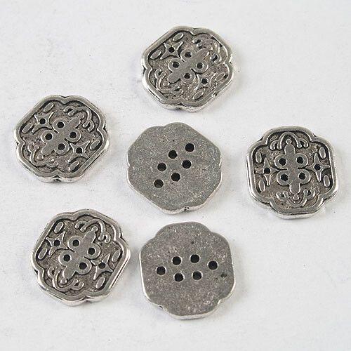 20pcs dark silver tone 13mm spacer Button design findings h3933