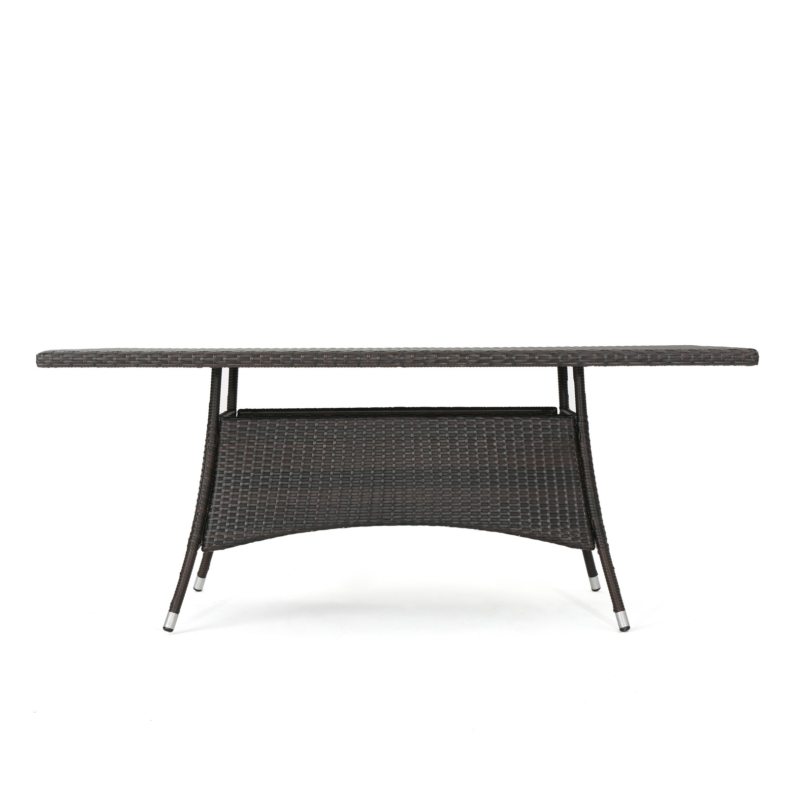 CORSICA Rectangular Outdoor Dining Table Brown PE Rattan Wicker Iron Frame