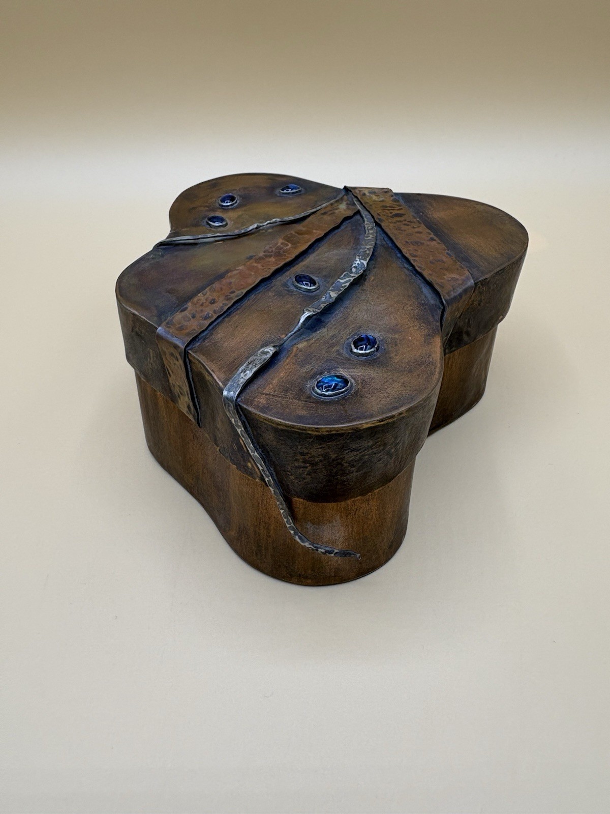 Hand Crafted Lidded Copper Box, Amoeba Shape