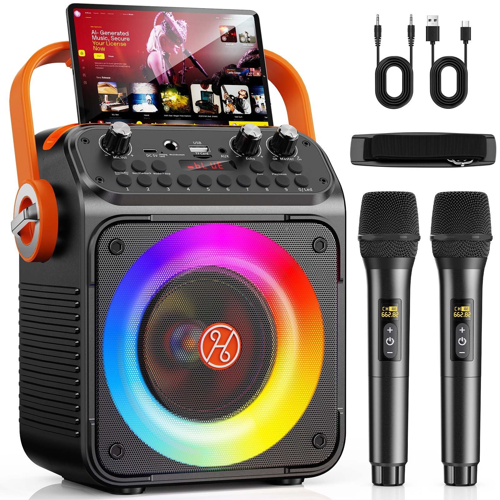 Ultimate Karaoke Machine For Party with 2 Wireless Microphones Sing Lound Sound