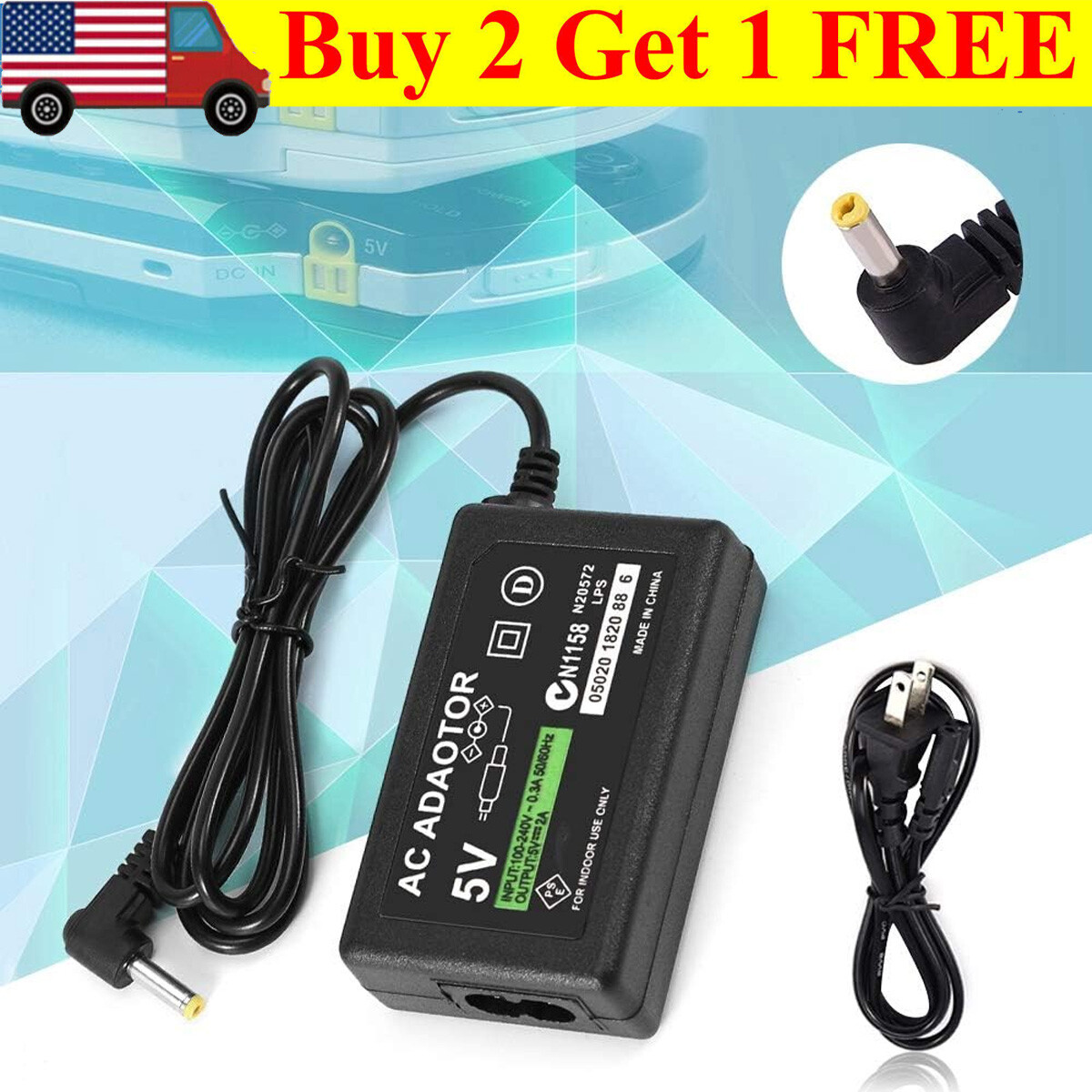 AC Adapter Power Supply Travel Charging Cord Cable for PSP 1000 2000 3000 Series