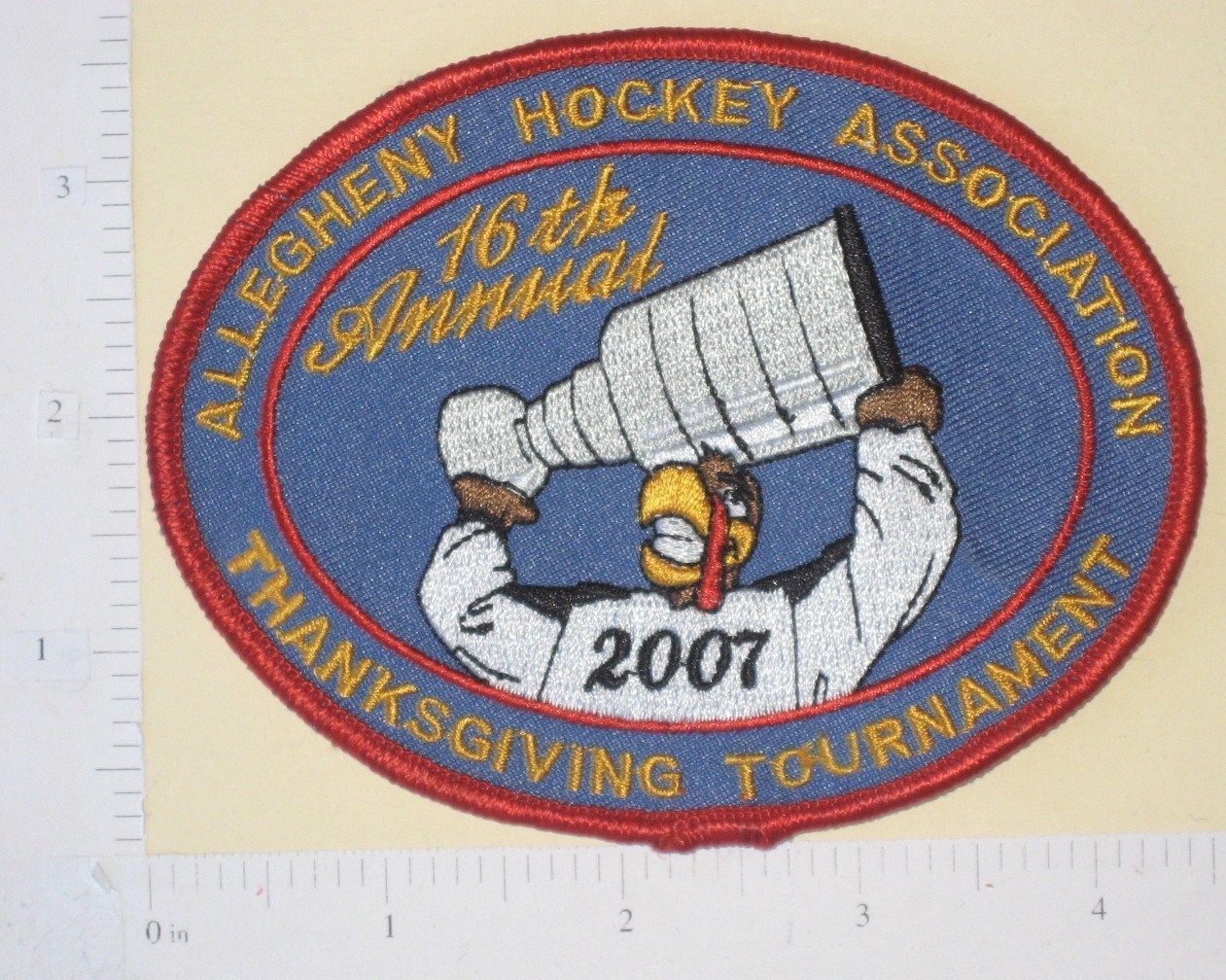 Alleghany Hockey Assoc. 16th Annual Thanksgiving Tournament Patch - 2007