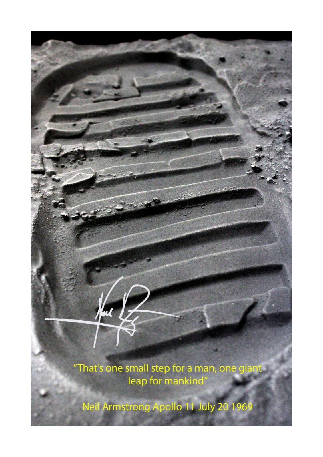 Apollo 11 Neil Armstrong moon Small Ttep19 July 1969 A4 poster choice of frame