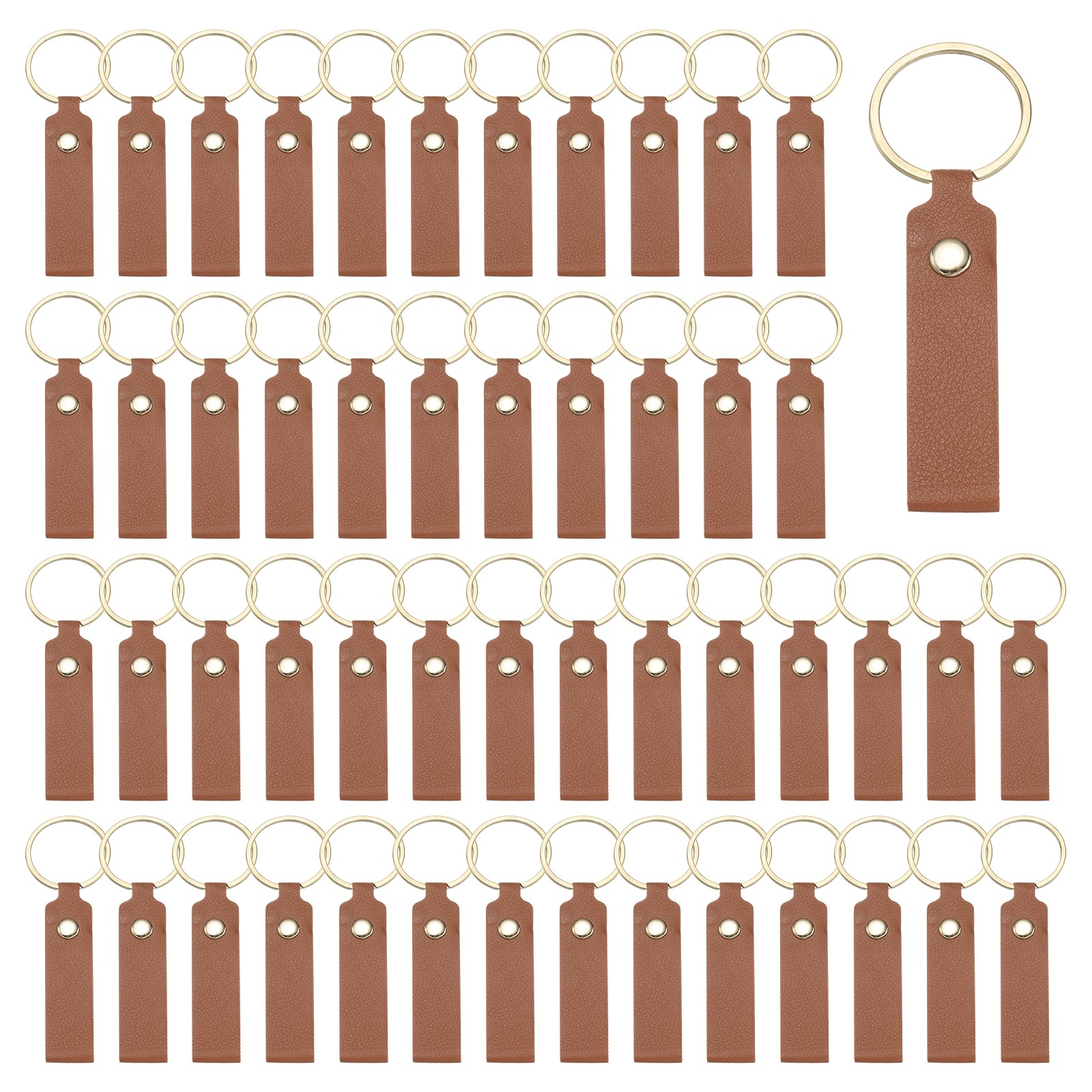 80 Pcs PU Leather Laser Engraving Keychain Blanks (Dark Brown, 3.7" x 0.7")