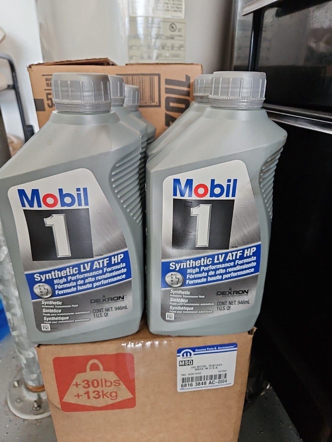 Mobil 1 Synthetic LV ATF HP Case of 6 Quarts Automatic Transmission Fluid